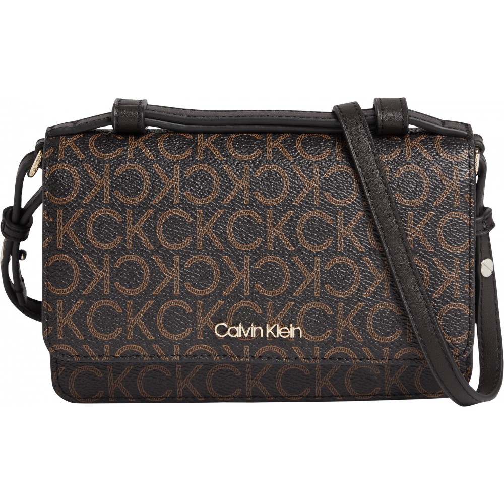 Calvin Klein Ck Must Monogram Recycled Crossbody Bag In Brown