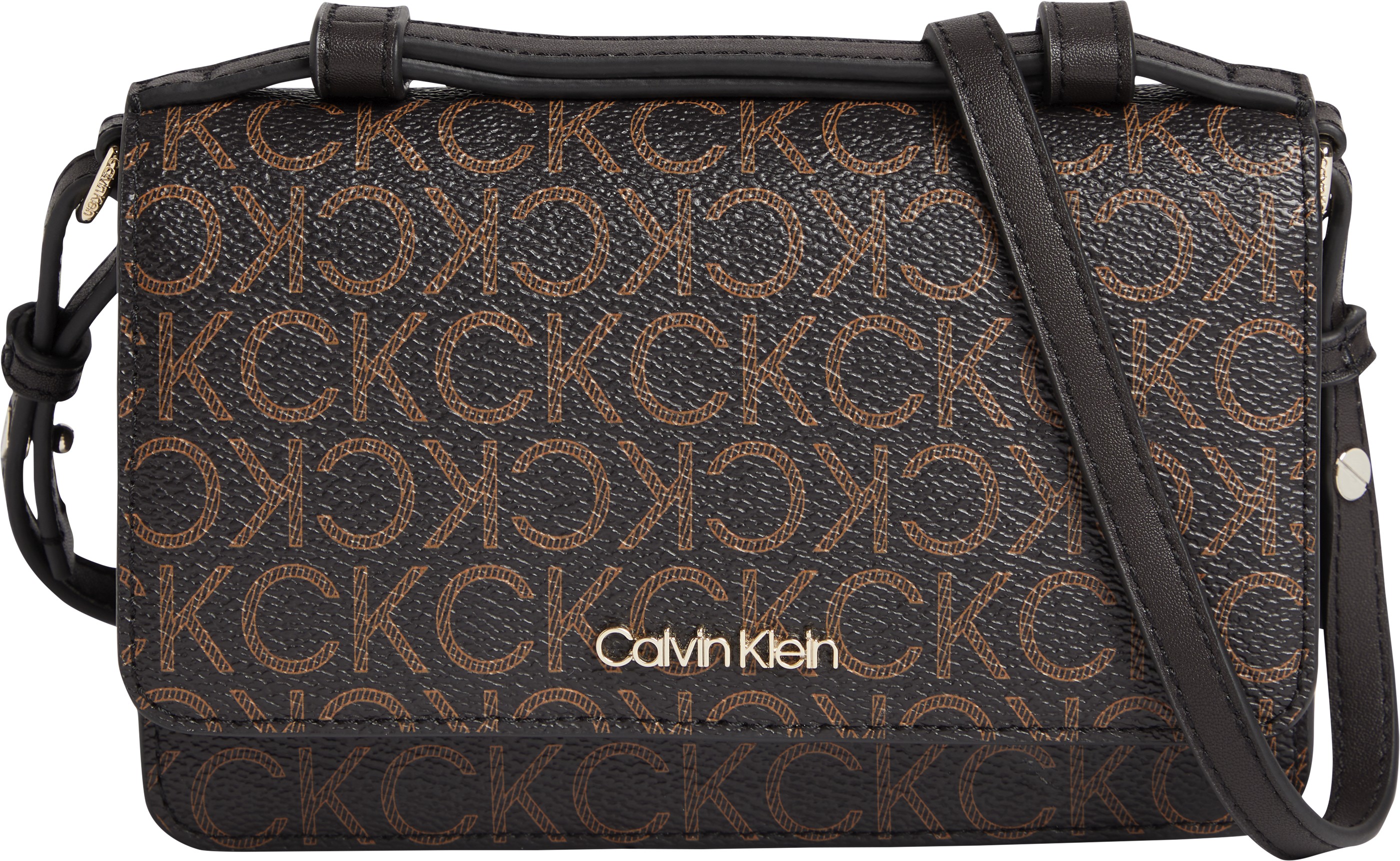 Γυναικείο Τσαντάκι Χιαστή Calvin klein Ck Must Mini Bag W/FLAP Mono K60K610288-0HD Καφέ