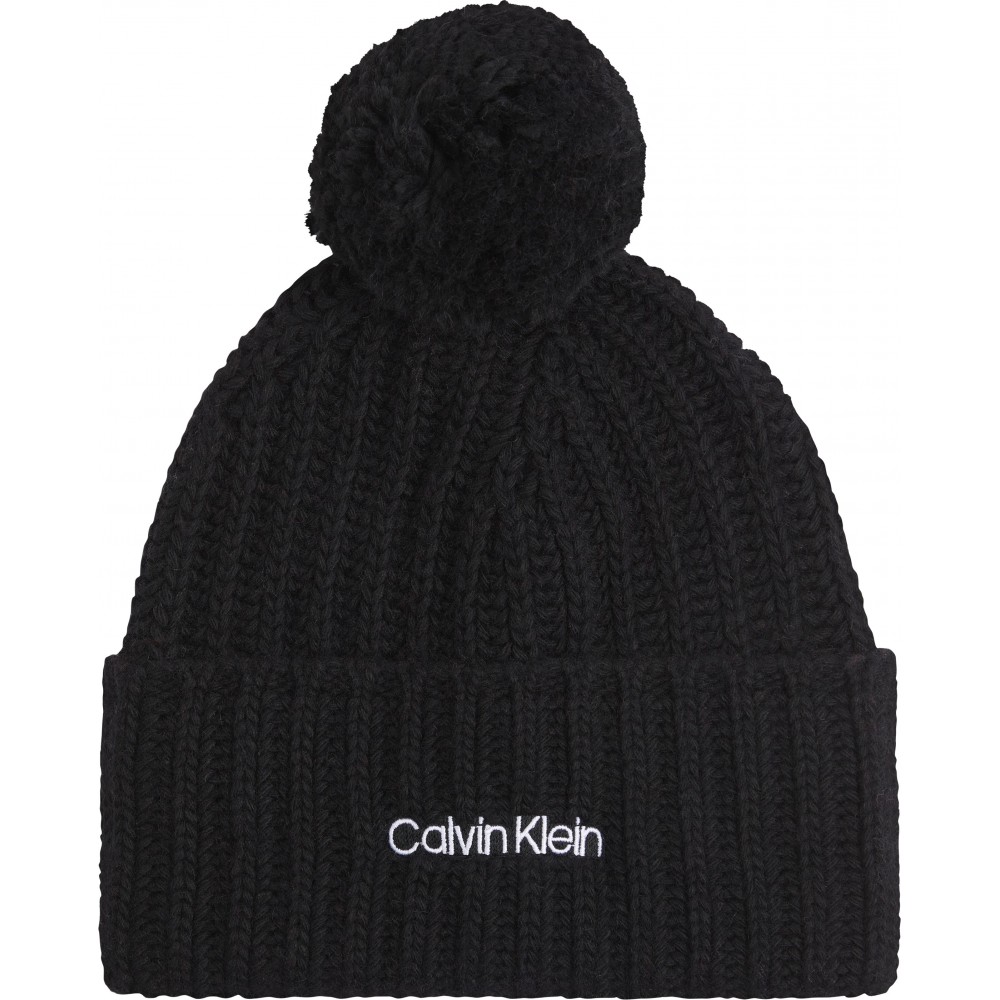 Women\'s Cap Calvin klein Oversized Knit Beanie W/ Pompom K60K608535-BAX Black