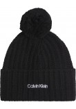 Women's Cap Calvin klein Oversized Knit Beanie W/ Pompom K60K608535-BAX Black