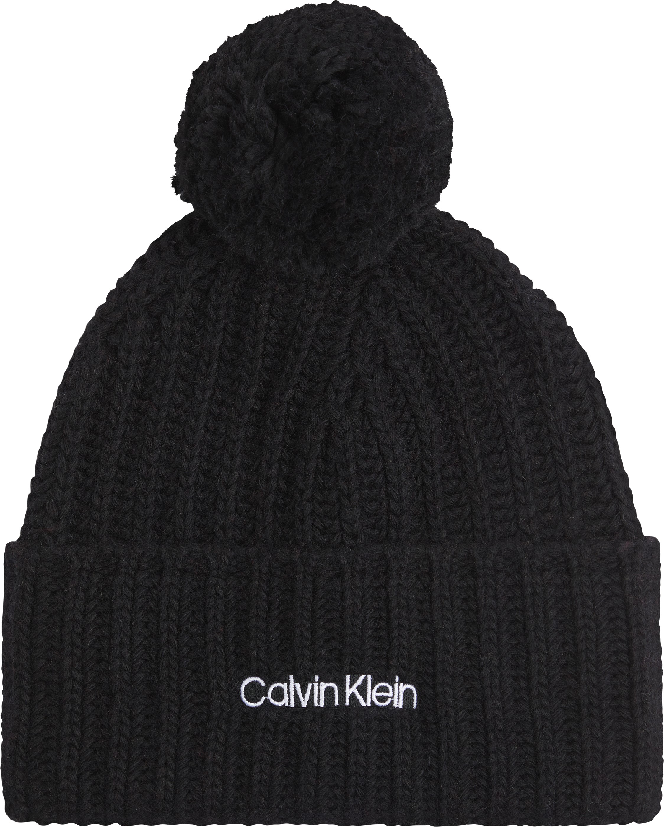 Women's Cap Calvin klein Oversized Knit Beanie W/ Pompom K60K608535-BAX Black