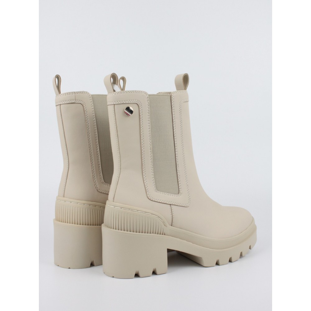 Γυναικείο Μποτάκι Tommy Hilfiger Heeled Chelsea Boot Bio FW0FW06677-ACI Μπεζ