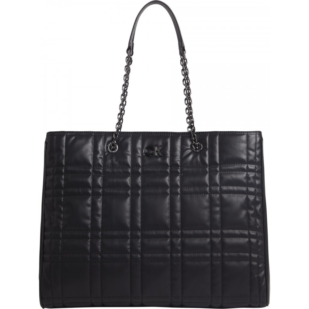 Women's Bag Calvin Klein Re-Lock Quilt Tote W/LPT CMPT K60K609880-BAX Black