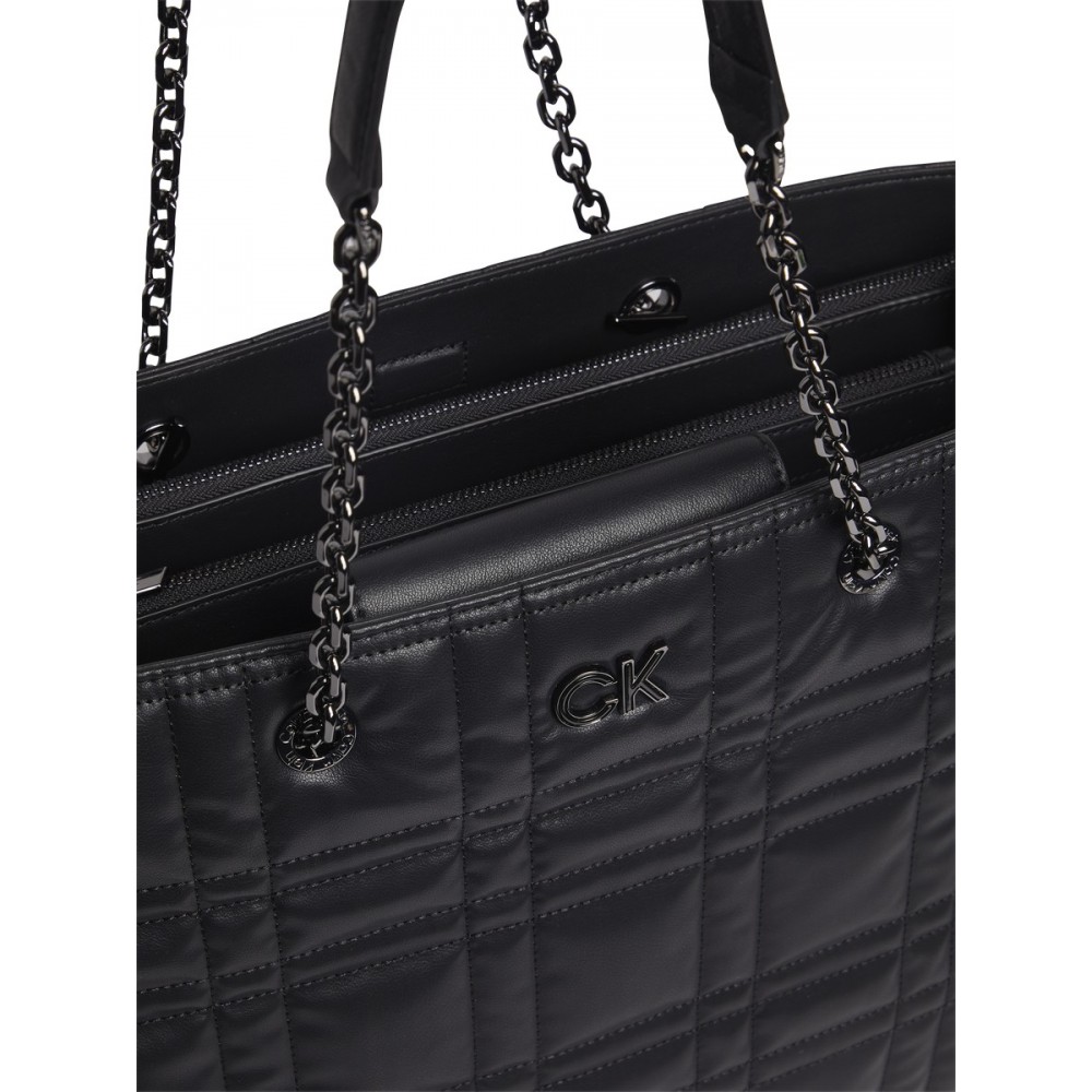 Γυναικεία Τσάντα Calvin Klein Re-Lock Quilt Tote W/LPT CMPT K60K609880-BAX Μαύρη
