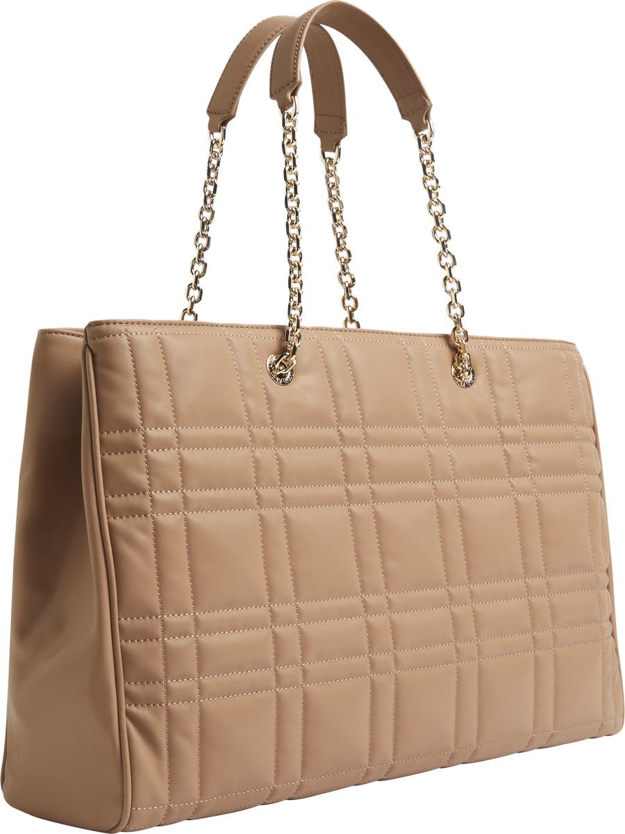 Women's Bag Calvin Klein Re-Lock Quilt Tote W/LPT CMPT K60K609880-RBC Camel