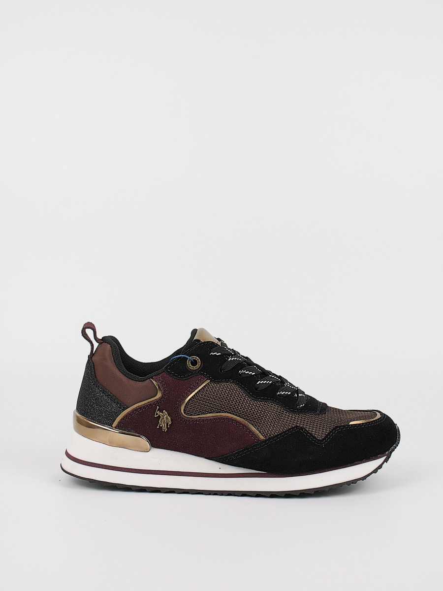 Womens Sneaker Us Polo Assn LAYLA001A-BLK-BOR01 Black-Bordeaux