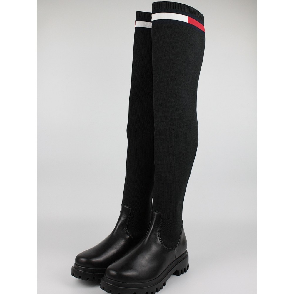 Γυναικεία Μπότα Tommy Hilfiger Knit Overknee Boot EN0EN01830-BDS Μαύρο