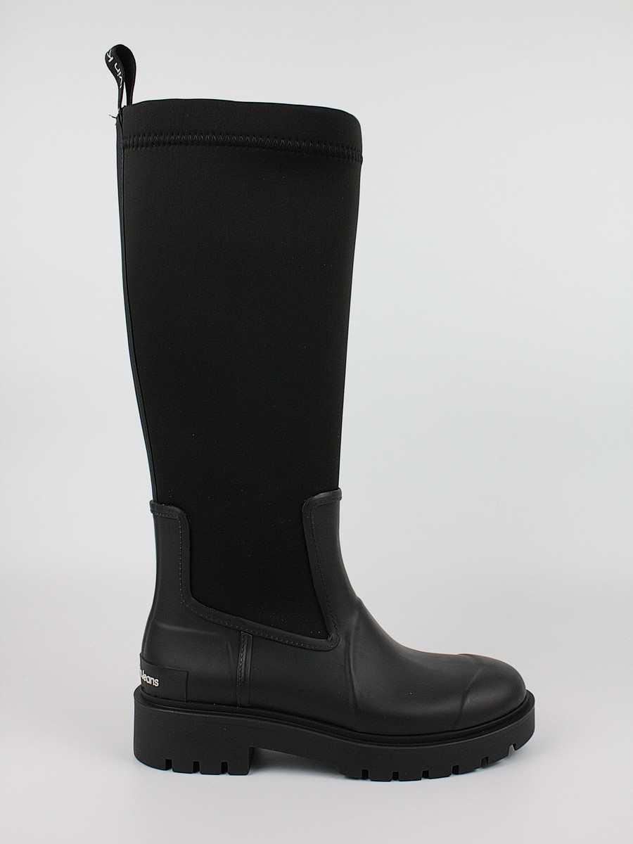 Γυναικεία Μπότα Calvin KLein High Rainboot Neopren YW0YW00838-BDS Μαύρο