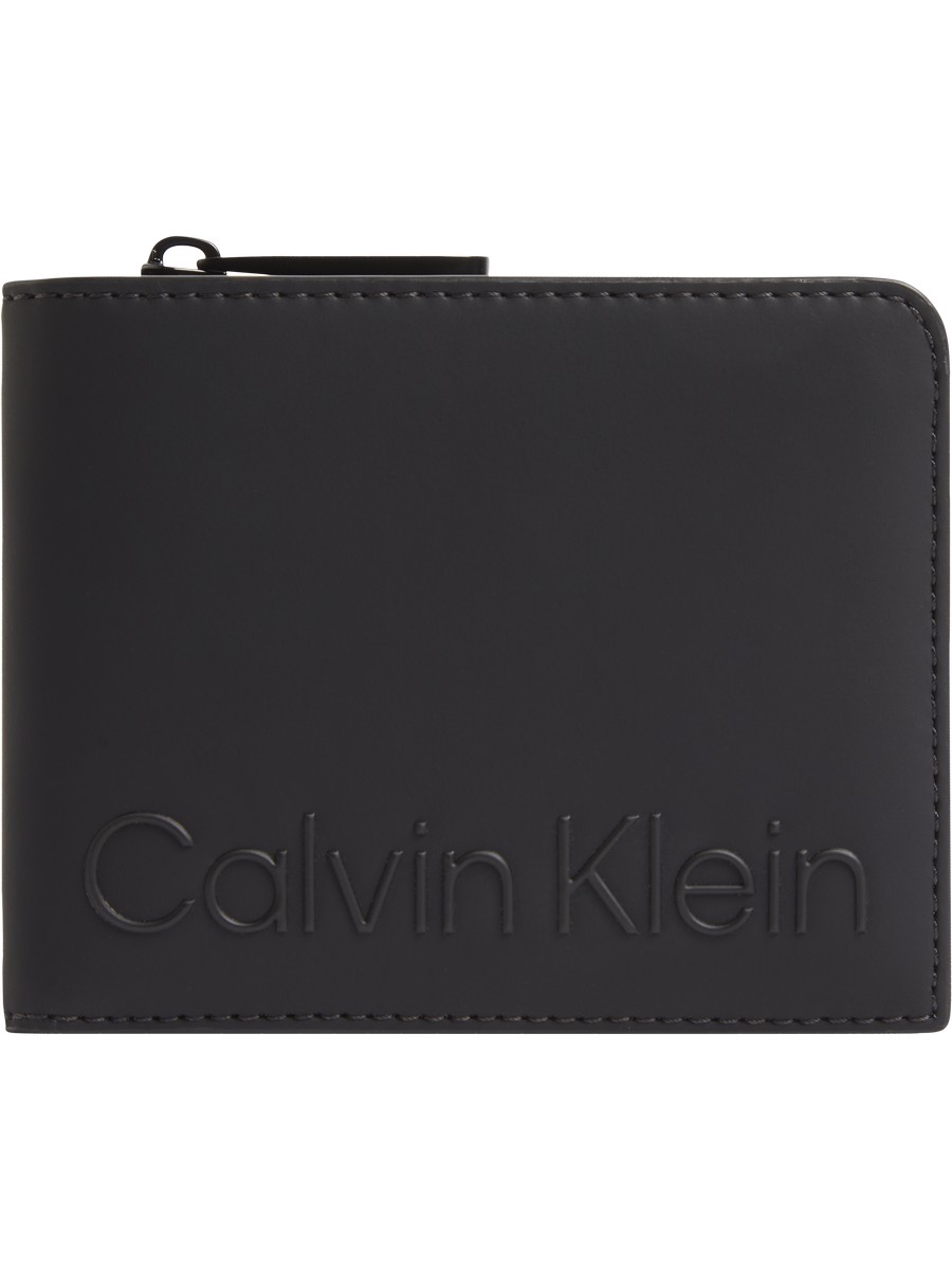 Men Wallet Calvin Klein Rubberized Bifold Half Zip Z/A K50K509600-BAX Black