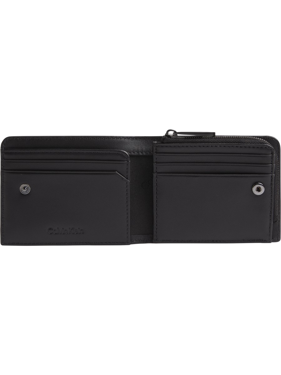 Men Wallet Calvin Klein Rubberized Bifold Half Zip Z/A K50K509600-BAX Black