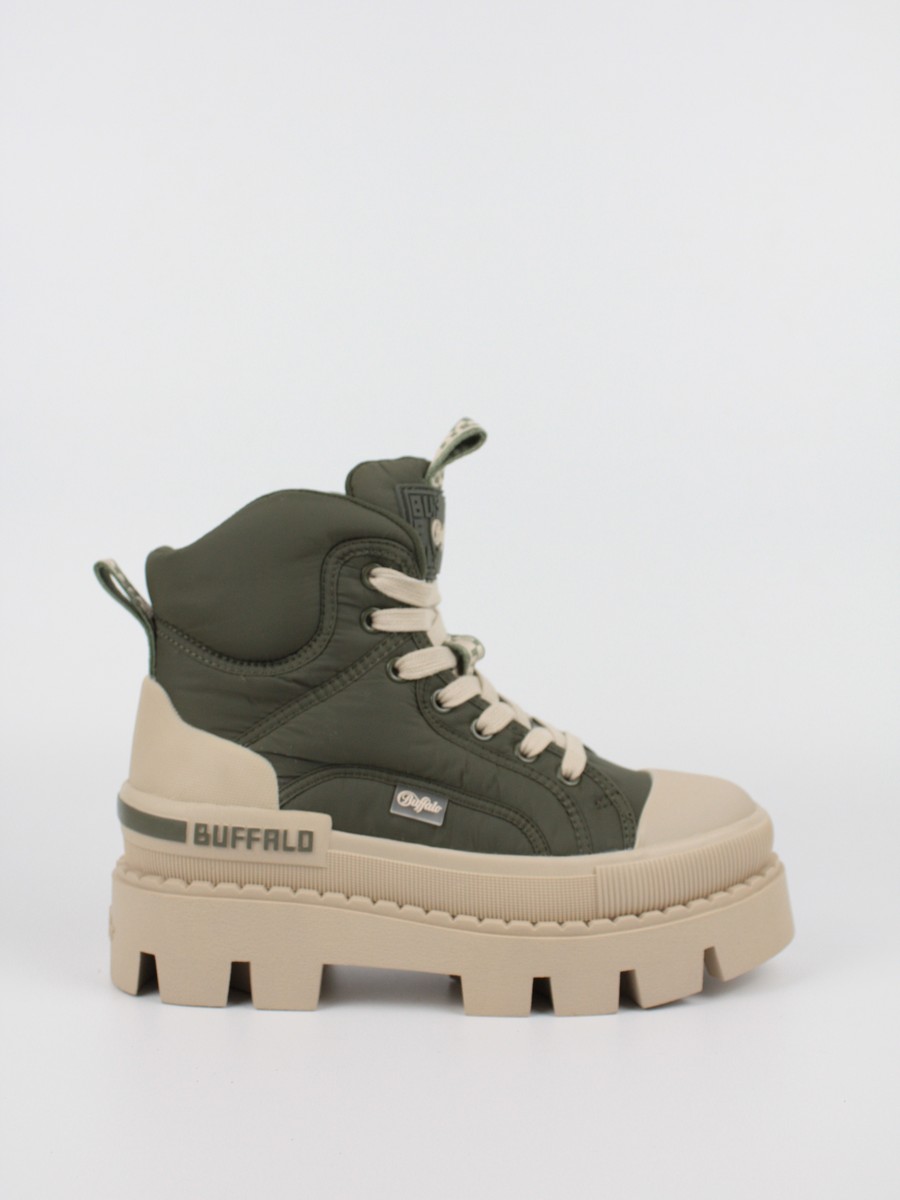 Women's Βοοτ Buffalo Raven Laceup Mid Heavy BUF1630798 Khaki