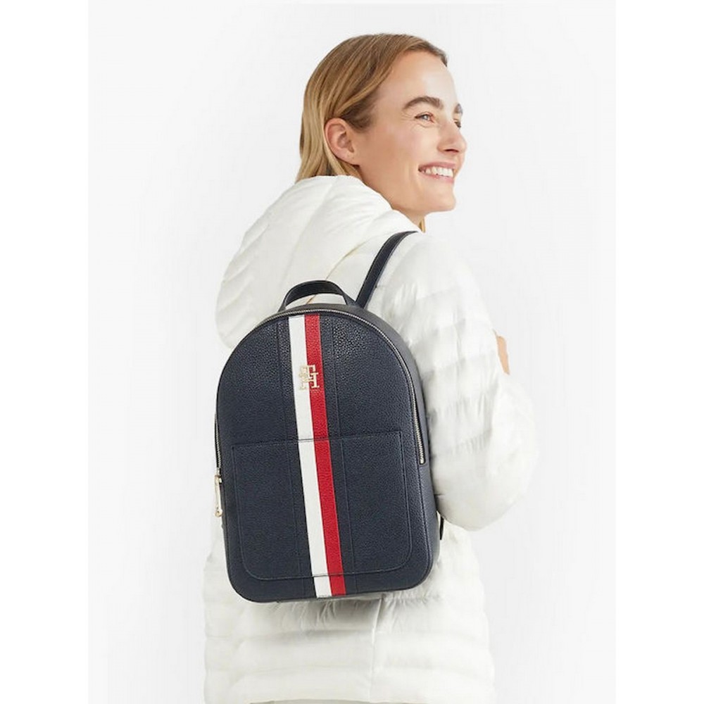 Women Backpack Tommy Hilfiger Th Emblem Backpack Corp AW0AW14216-DW6 Blue