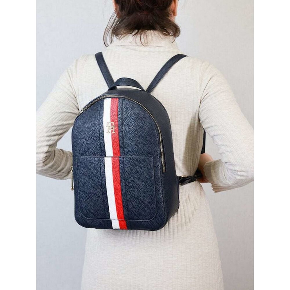 Women Backpack Tommy Hilfiger Th Emblem Backpack Corp AW0AW14216-DW6 Blue