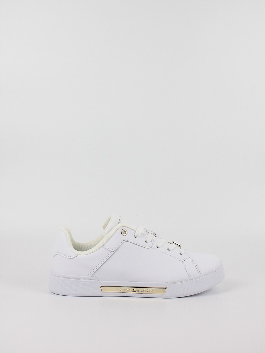 Women Sneaker Tommy Hilfiger Court Sneaker Golden Th FW0FW07116-YBS White