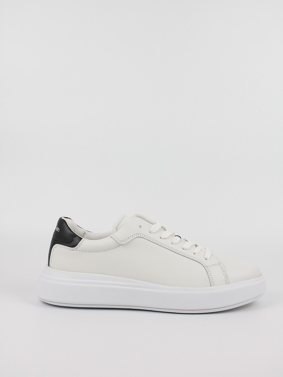 Men Sneaker Calvin KLein Low Top Lace Up Lth HM0HM01016-0Κ9 White