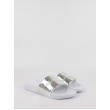 Women's Pool Slide Calvin KLein Slide Silver Monogram YW0YW00638-02W Silver