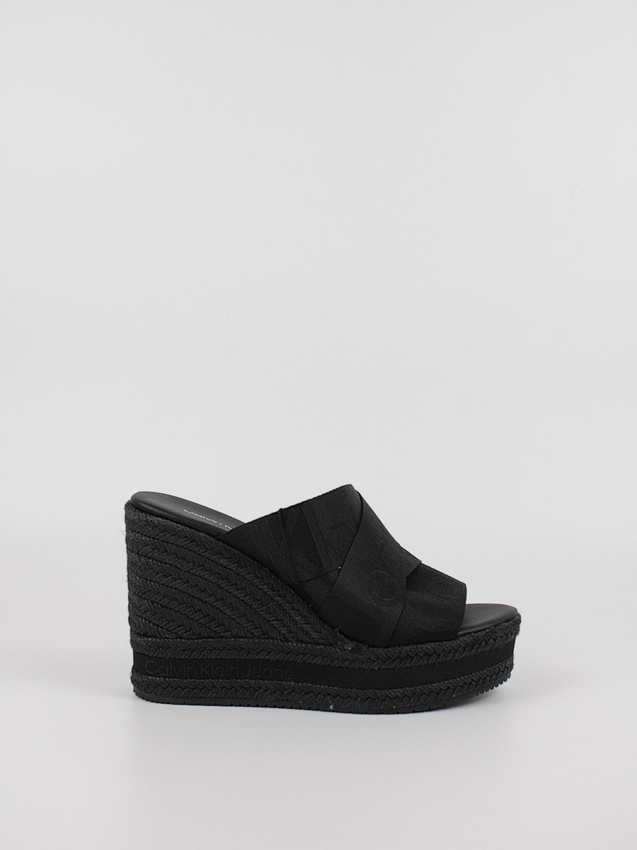 Γυναικεία Πλατφόρμα Calvin KLein Wedge Sandal Webbing YW0YW00961-BDS Μαύρο