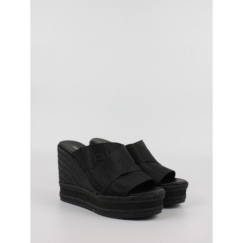 Women's Wedge Calvin KLein Wedge Sandal Webbing YW0YW00961-BDS Black