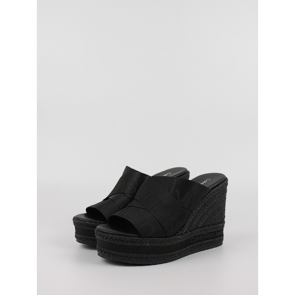 Women's Wedge Calvin KLein Wedge Sandal Webbing YW0YW00961-BDS Black