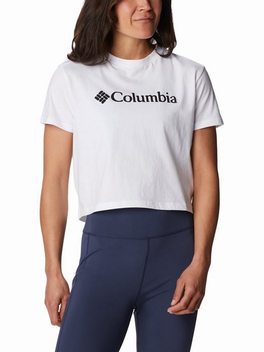 Γυναικεία Μπλούζα Columbia North Cascades Cropped Tee 1930051-101 Ασπρη