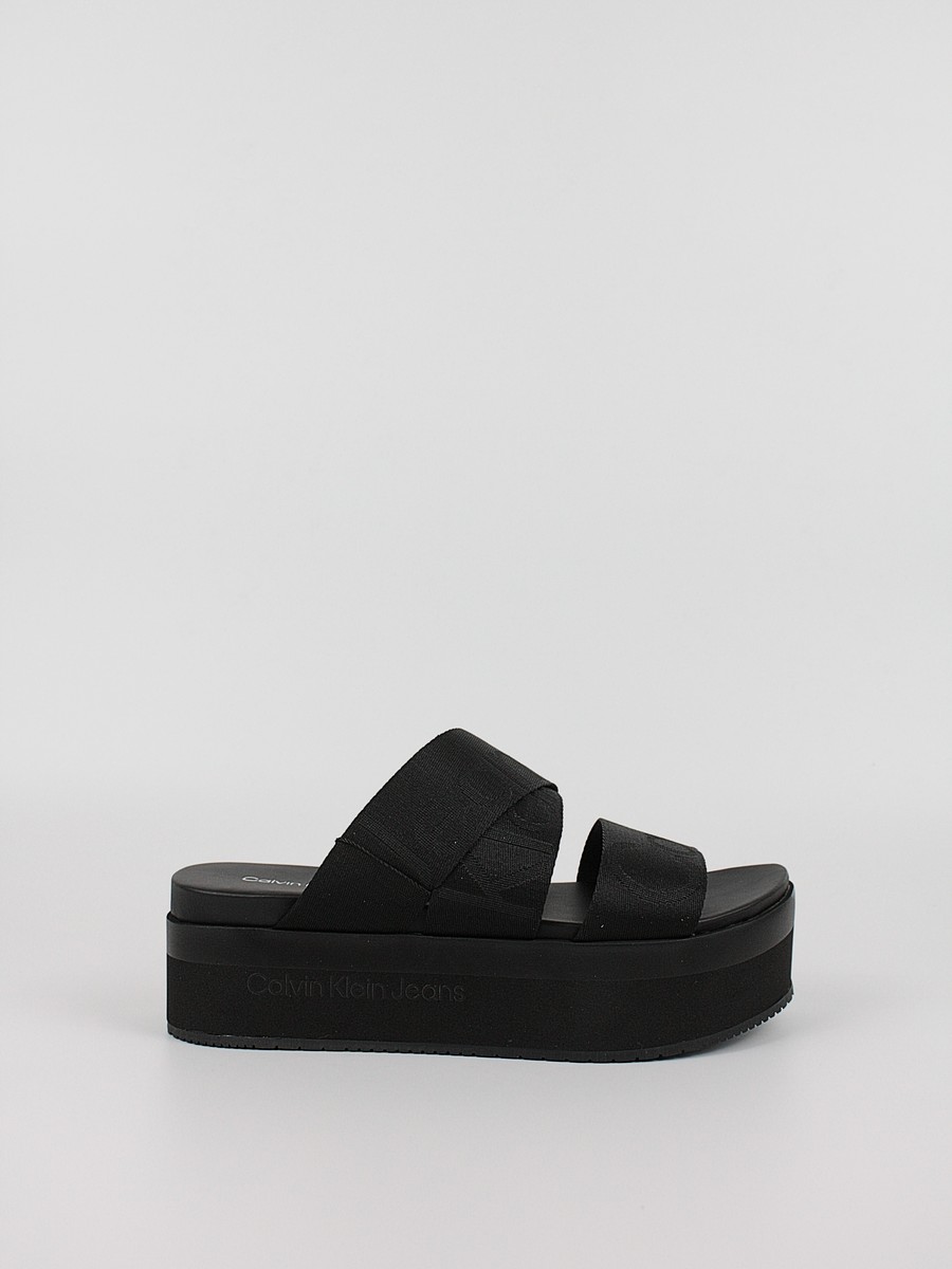 Γυναικεία Σανδάλια Calvin KLein Flatform Sandal Webbing YW0YW00966-BDS Μαύρο