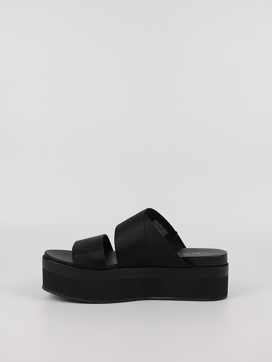 Γυναικεία Σανδάλια Calvin KLein Flatform Sandal Webbing YW0YW00966-BDS Μαύρο