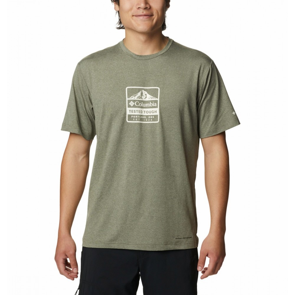 Men's Columbia Tech Trail™ Front Graphic SS Tee 2036545-011 Stone Green Heather