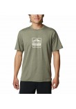 Men's Columbia Tech Trail™ Front Graphic SS Tee 2036545-011 Stone Green Heather