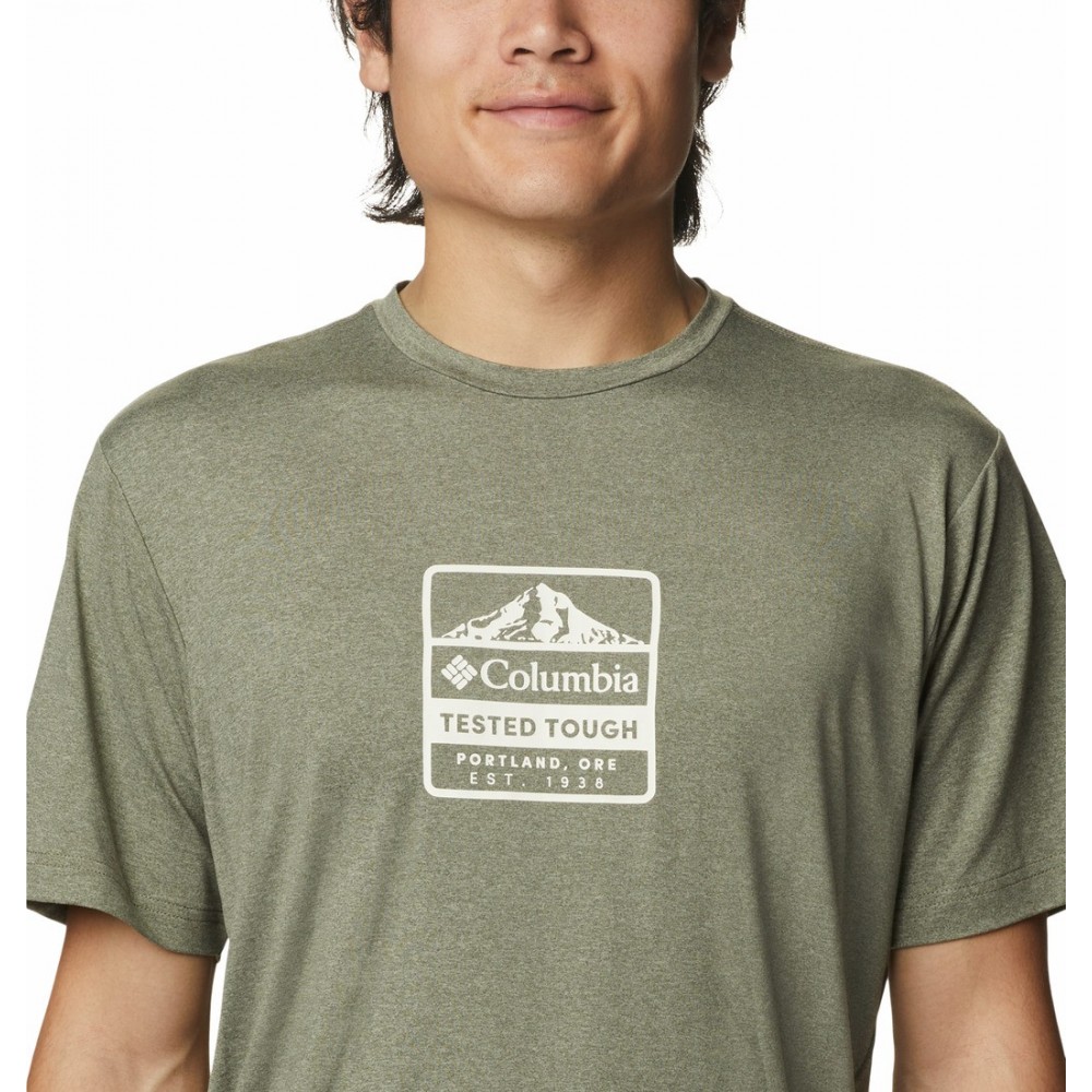 Men's Columbia Tech Trail™ Front Graphic SS Tee 2036545-011 Stone Green Heather