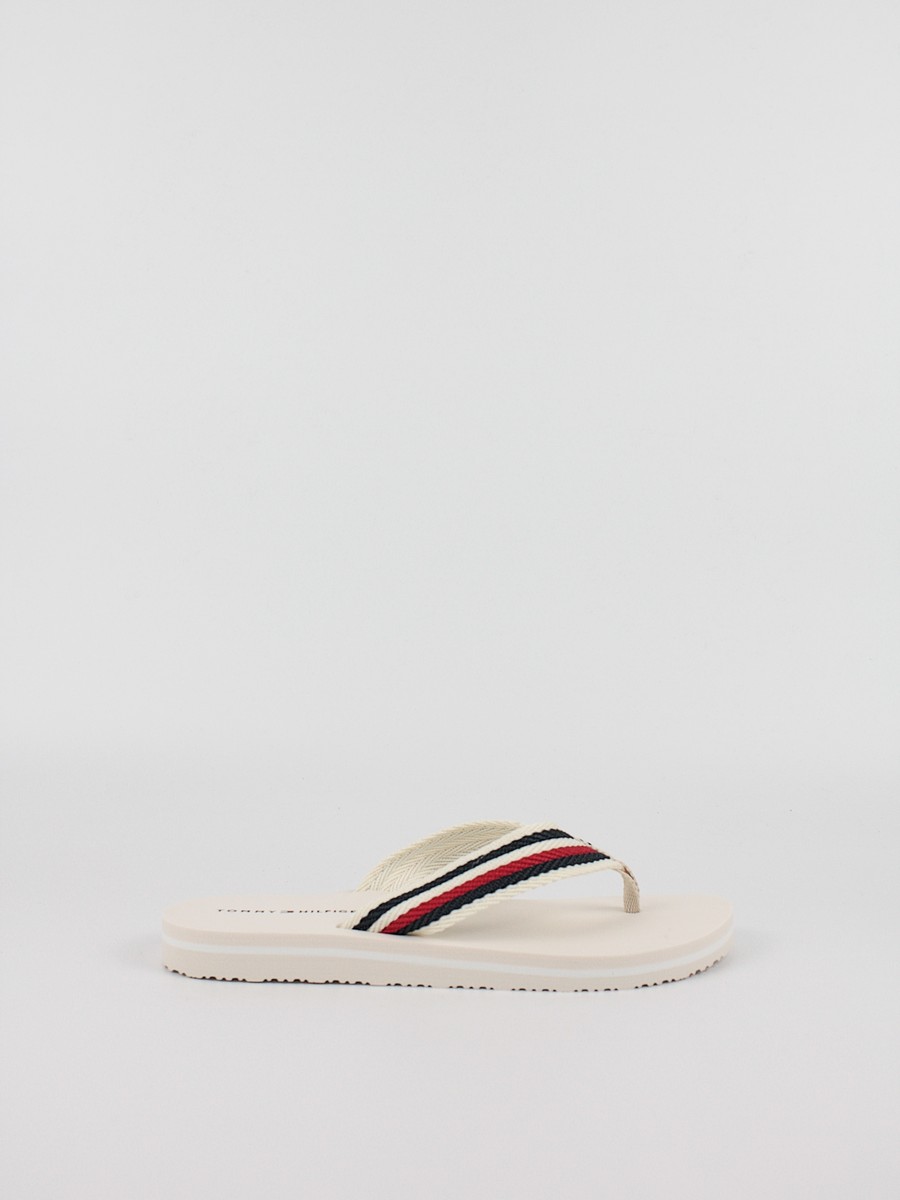 Γυναικεία Σαγιονάρα Tommy Hilfiger Tommy Essential Comfort Sandal FW0FW07147-AF4 Ασπρη