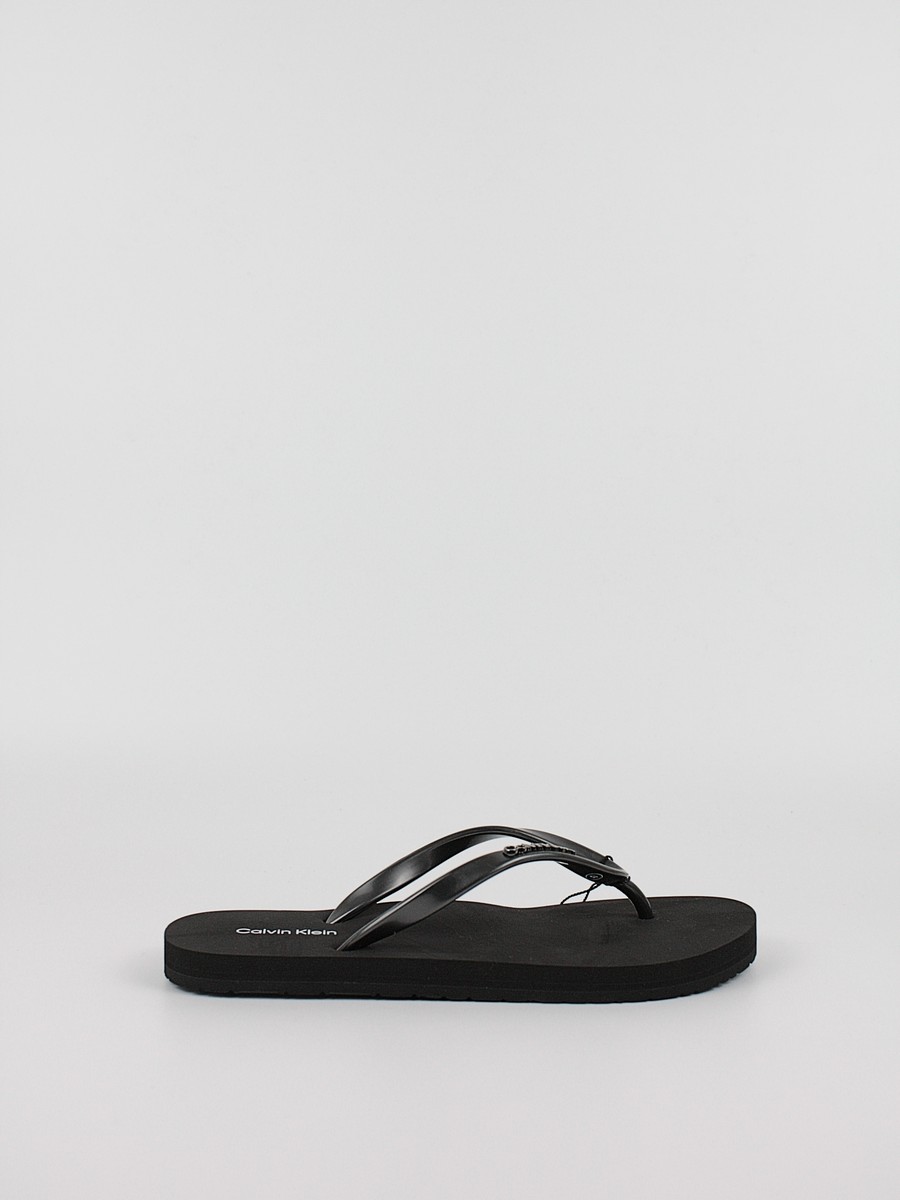 Women's Flip Flops Calvin KLein Flip Flop Mtl HW0HW01530-BEH Black