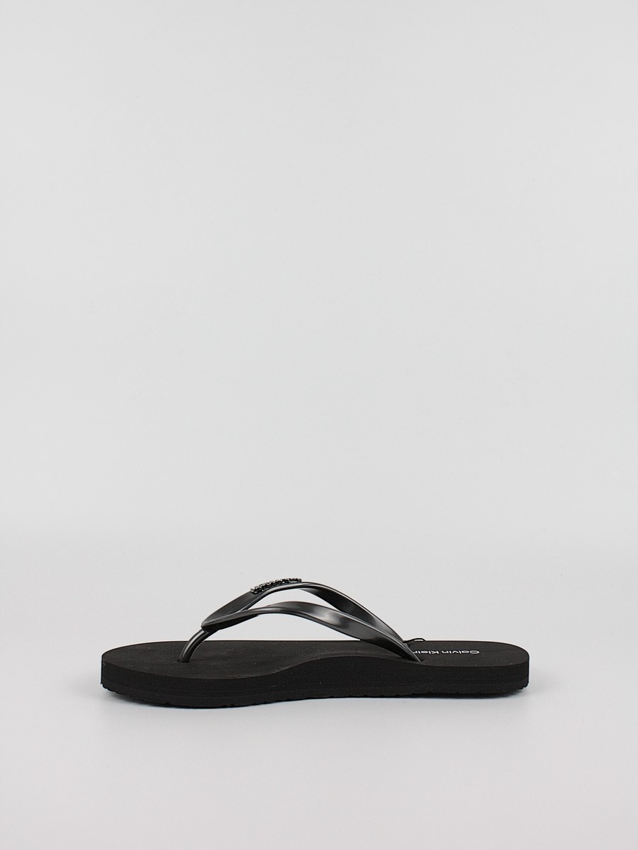 Γυναικεία Σαγιονάρα Calvin KLein Flip Flop Mtl HW0HW01530-BEH Μαύρο