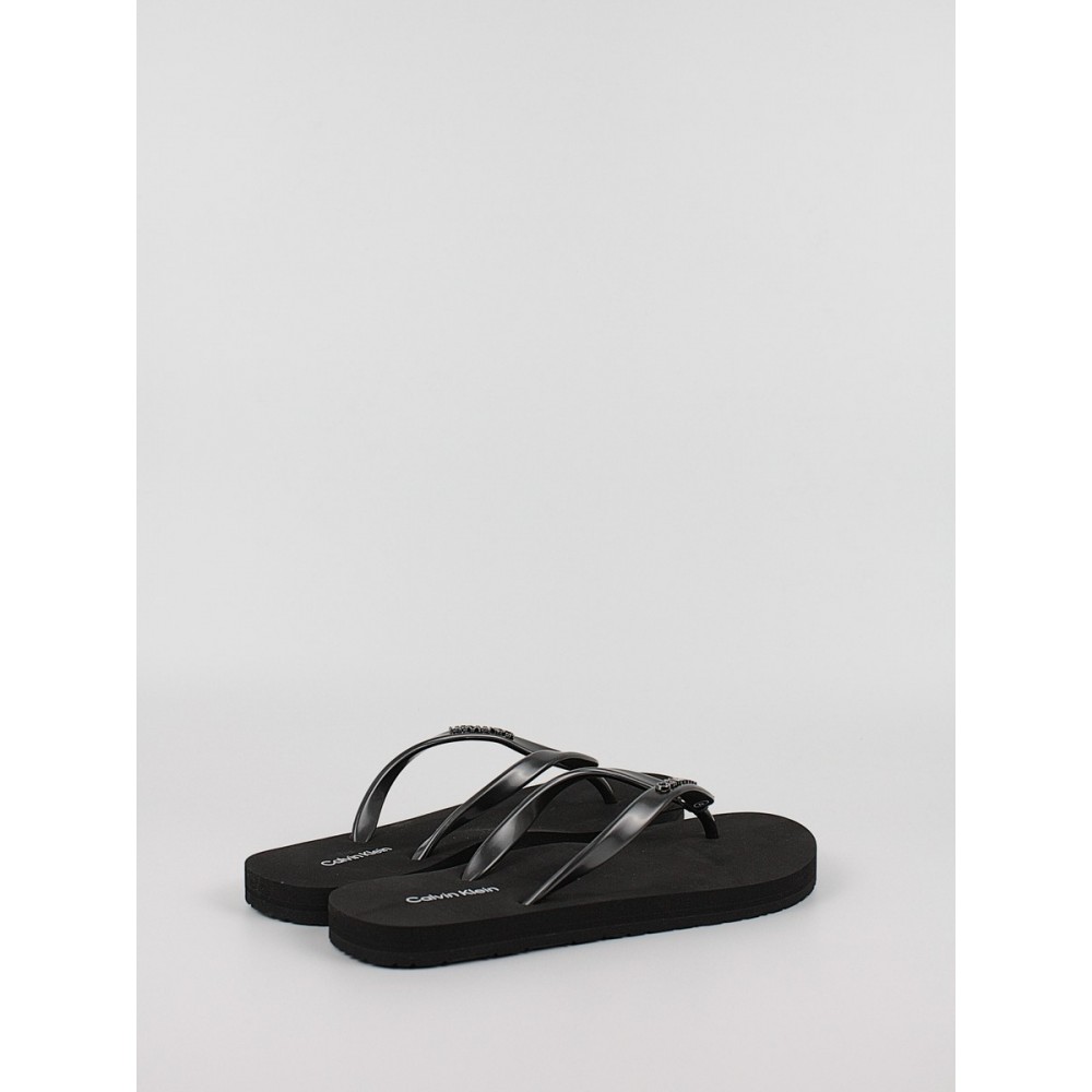 Γυναικεία Σαγιονάρα Calvin KLein Flip Flop Mtl HW0HW01530-BEH Μαύρο