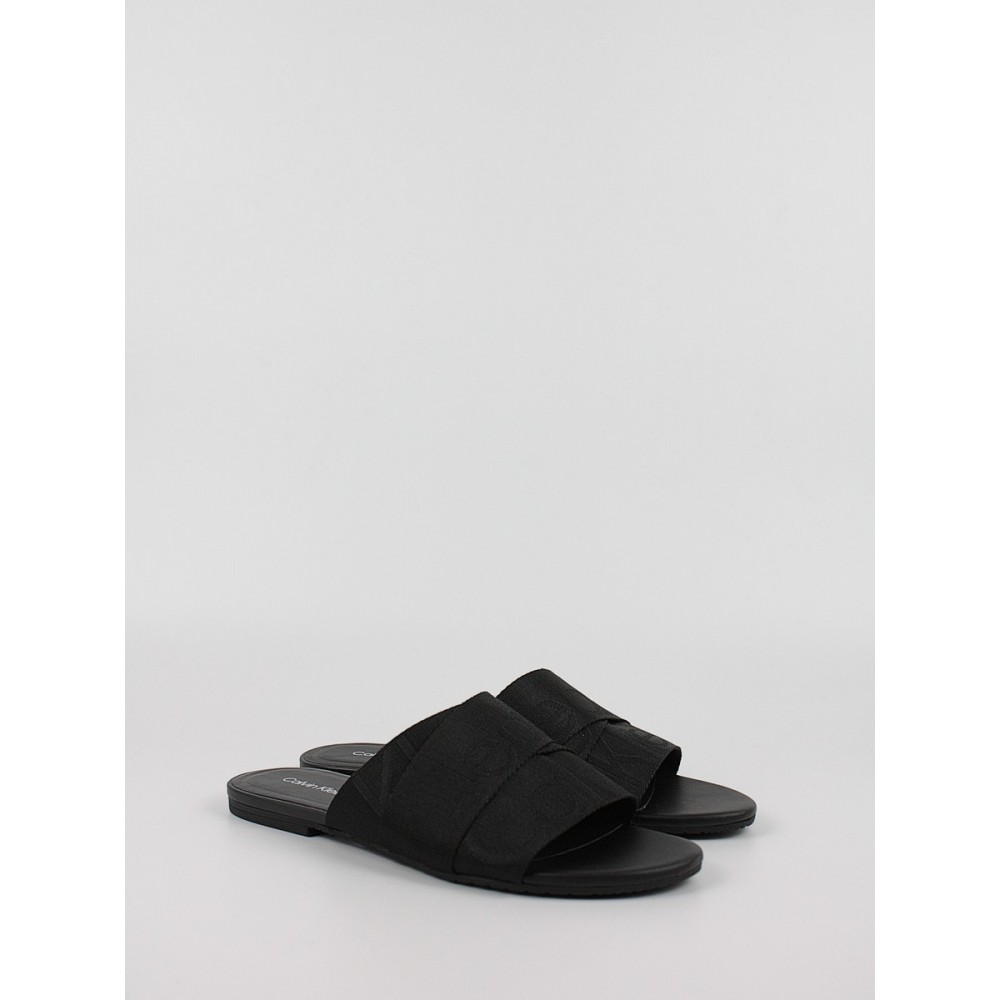 Γυναικεία Mules Calvin KLein Flat Sandal Slide Webbing YW0YW00955-BDS Μαύρα