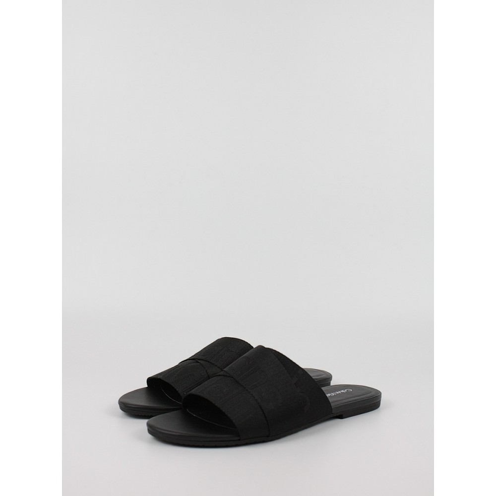 Γυναικεία Mules Calvin KLein Flat Sandal Slide Webbing YW0YW00955-BDS Μαύρα