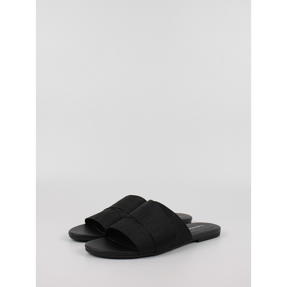 Women's Mules Calvin KLein Flat Sandal Slide Webbing YW0YW00955-BDS Black