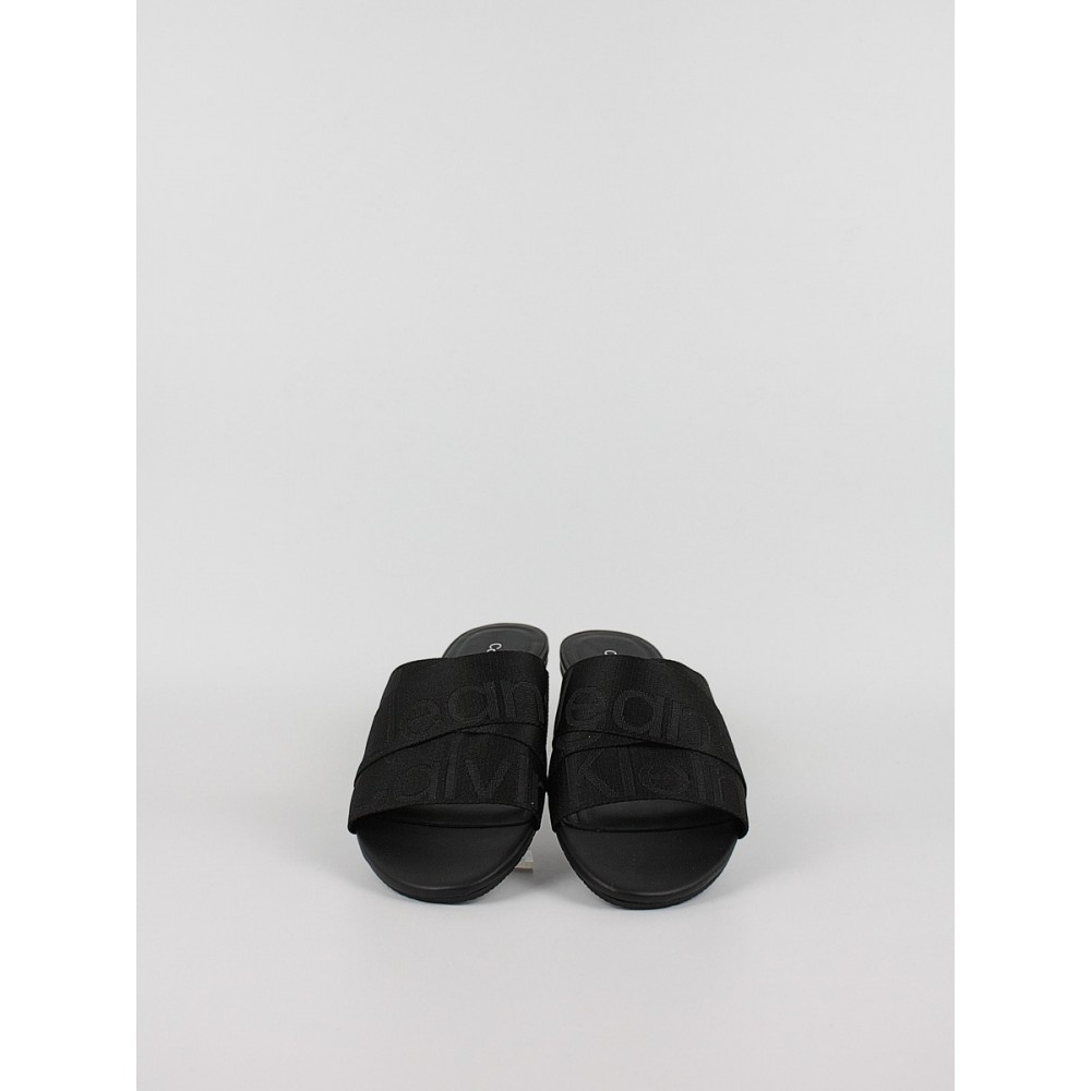 Γυναικεία Mules Calvin KLein Flat Sandal Slide Webbing YW0YW00955-BDS Μαύρα