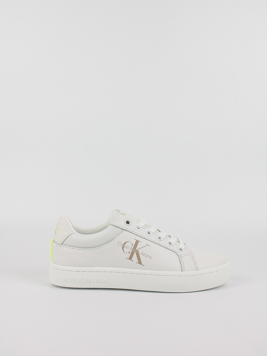 Γυναικεία Sneaker Calvin KLein Classic Cupsole Fluo Contrast Wn YW0YW00912-0LA Ασπρο