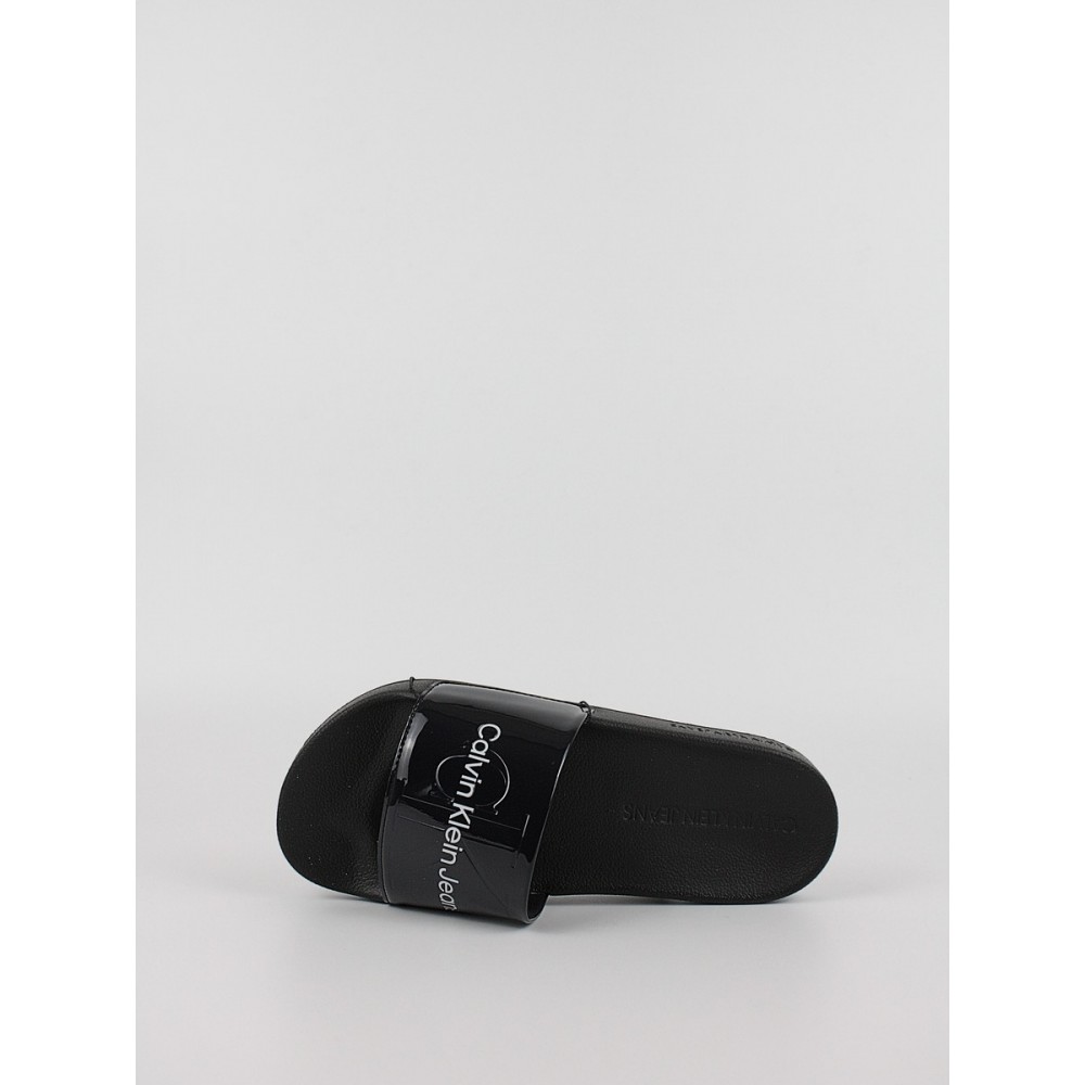 Women's Pool Slide Calvin KLein Slide Silver Monogram YW0YW00638-02Y Blueblack