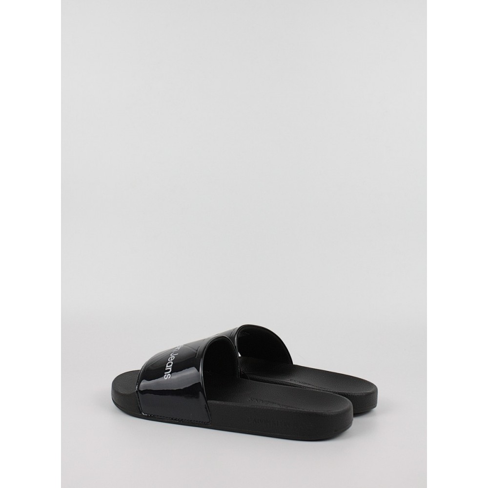 Women's Pool Slide Calvin KLein Slide Silver Monogram YW0YW00638-02Y Blueblack