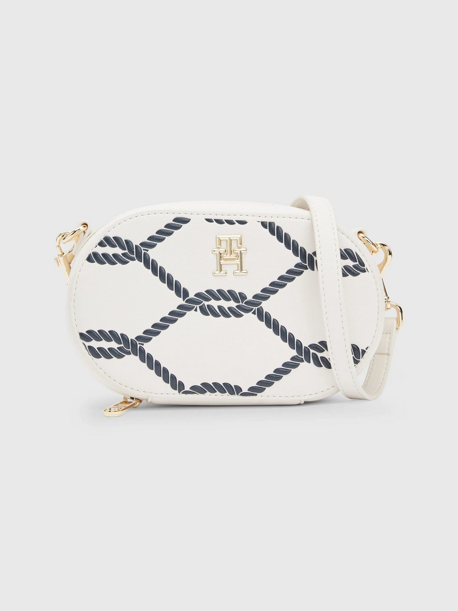 Women Bag Tommy Hilfiger Th Timeless Camera Bag Rope AW0AW14736-AC0 Weathered White