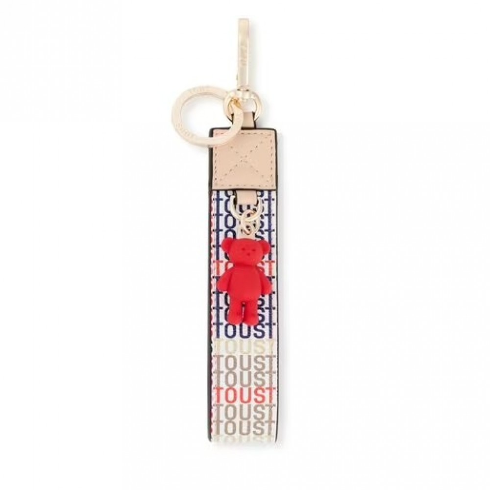 Women's Keychain Tous Llaverno Ribbon Square 2001862001 Multi-Biege