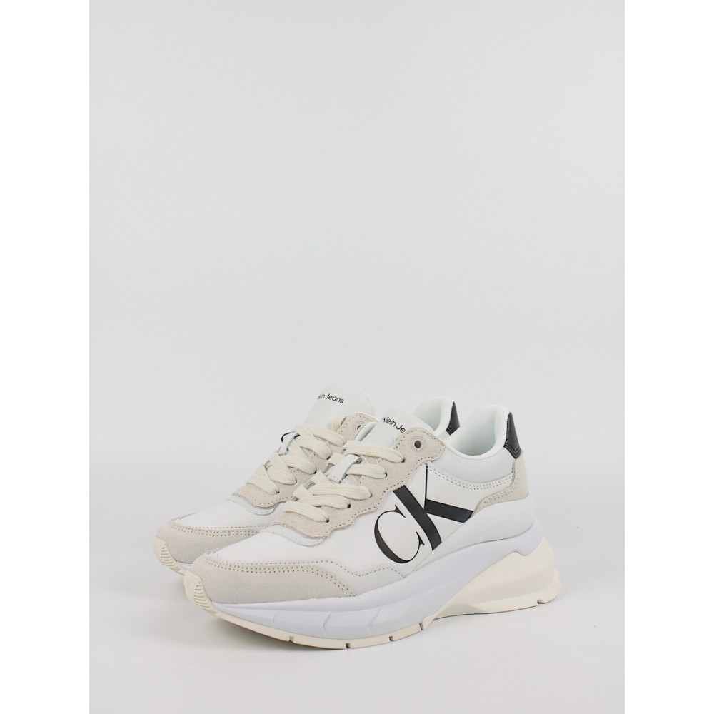 Women Sneaker Calvin KLein Wedge Runner Mix Lth Wn YW0YW01099-YBR White Women Sneaker Calvin KLein Wedge Runner Mix Lth Wn YW0YW01099-YBR White
