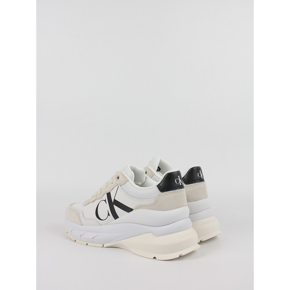 Γυναικεία Sneaker Calvin KLein Wedge Runner Mix Lth Wn YW0YW01099-YBR Ασπρο