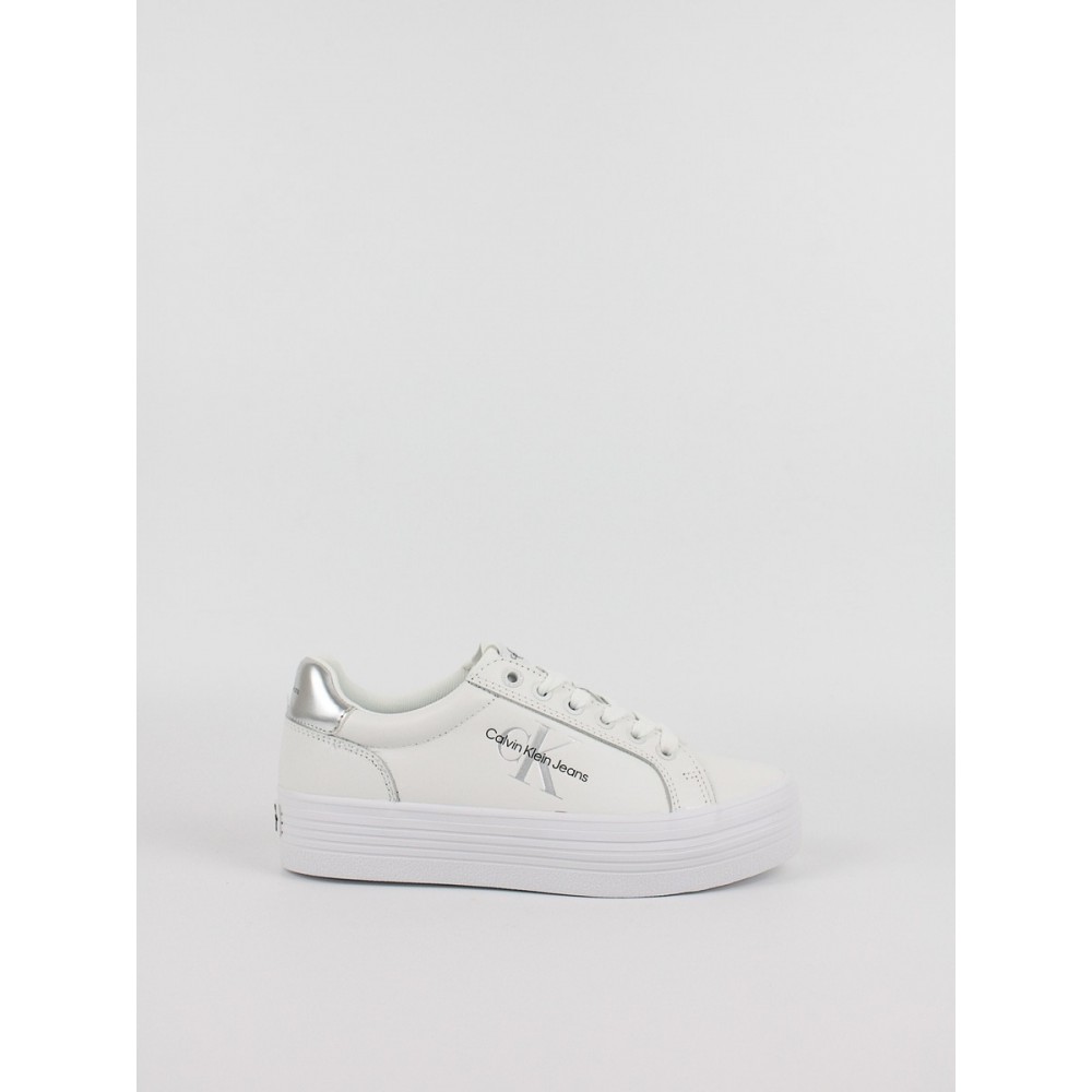 Γυναικεία Sneaker Calvin KLein Vulk Flatform Laceup Lth Refl Wn YW0YW01222-YBR Ασπρο