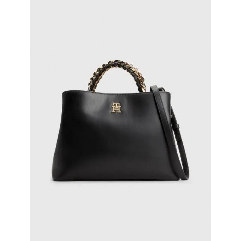 Γυναικεία Τσάντα Tommy Hilfiger Th Feminine Medium Satchel AW0AW14870-BDS Μαύρη