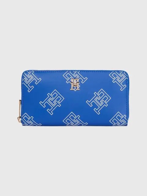 Women Wallet Tommy Hilfiger Iconic Tommy Large Za Mono AW0AW15143-C66 Blue