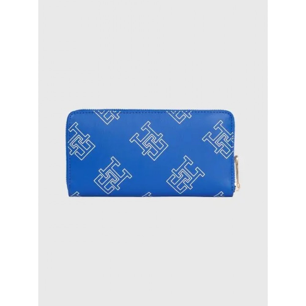 Women Wallet Tommy Hilfiger Iconic Tommy Large Za Mono AW0AW15143-C66 Blue