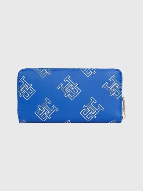 Women Wallet Tommy Hilfiger Iconic Tommy Large Za Mono AW0AW15143-C66 Blue