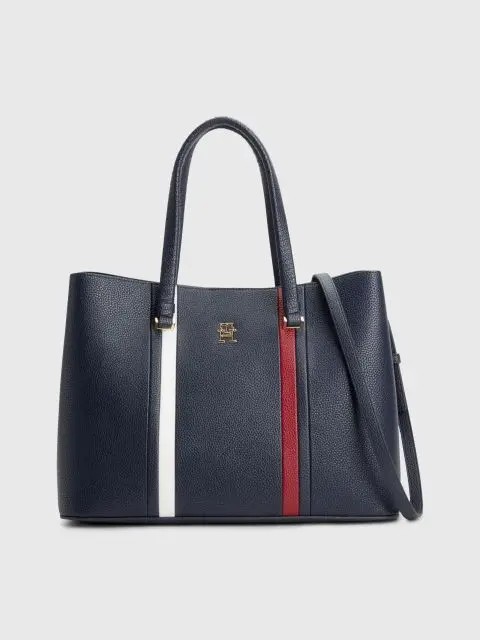 Women Bag Tommy Hilfiger Th Emblem Satchel Corp AW0AW15117-DW6 Blue